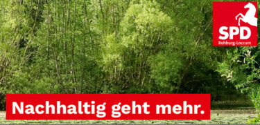 Naturbild mit Grün und Wasser und dem Text "Nachhaltig geht mehr".